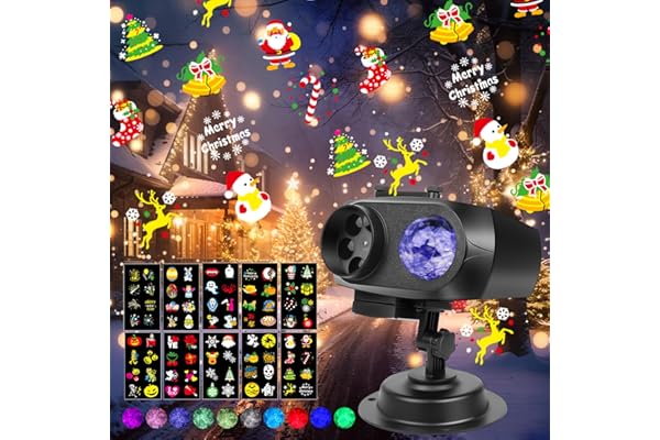 Yanbaozi LED Projecteur Noël Extérieur Intérieur, Halloween avec 10 Diapositives avec 8 Motifs et 10 Couleurs Océan, IP67 Projecteur étanche éclairage pour Noël, Halloween, Fête