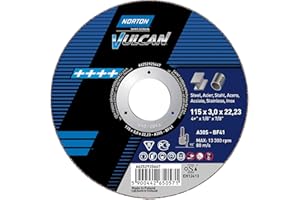 NORTON Lot de 25 disques à tronçonner droits 41 | 125 x 1,6 x 22,23 A 46 S Vulcan