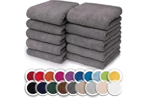 NatureMark Juego de 10 toallitas de Rizo para Cara y Manos – 100% algodón, Suaves y absorbentes – 30×30 cm, Gris Antracita