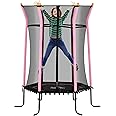 HOMCOM 5.2FT / 63 Inch Kids Trampoline With Enclosure Net Mini Indoor Outdoor Trampolines for Child Toddler Age 3-10 Years Pink