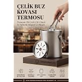 Transformacion &Ccedil;ift Cidarlı Isı Yalıtımlı Buz Kovası Termosu 1.3 L - Premium 304 Paslanmaz &Ccedil;elik S&uuml;zge&ccedil;li ve Maşalı Profesyon