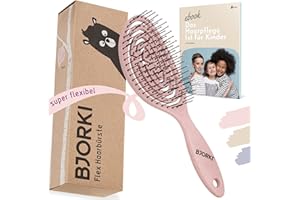 BJORKI® Szczotka do włosów dla dzieci bez ciągnięcia, w zestawie ze szczotkami edukacyjnymi - profesjonalna szczotka do detanglera z elastyczną sprężyną spiralną