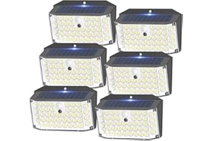 SIGRILL Luz Solar Exterior,3 Modos Luz Solar Exterior con Sensor de Movimiento,IP67 Impermeable Luces Solares Led Exterior Jardin,Blanco Frío Focos Led Exterior Solares para Jardín,Garaje(6 paquete)
