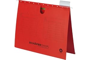 ‎SCHÄFER SHOP SCHÄFER SHOP Hängehefter A4 rot – Recycling-Karton Hängemappe Hängeregister - Heftzunge oben, verschiebbare Vollsichtreiter - 25 Stück, rot