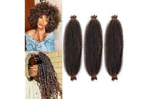 LPARMJIT Springy Treccine extension afro da 40 cm, in 8 confezioni, Kinky Marley, pre-separate, pre-gonfiate, morbide, per Butterfly Locs, extension intrecciate (40 cm, 3 confezioni, T1B/30)