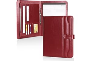 ‎SKYCASE Skycase A4 Schreibmappe,Premium Konferenzmappe Business Schreibmappe,Professional Dokumentenmappe aus PU Leder,A4 Klemmbrettmappe Ordner Schreibblock mit Dokumentenfächern Visitenkartenhalter,Rot