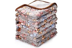 TATUO 4 Copertine per Pet Cuccioli Coperte in Pile con Stampa di Zampe per Gatto Piccolo Medio Tappetini da Letto Caldi Morbidi per Dormire per Animali Cane(S,Nero)