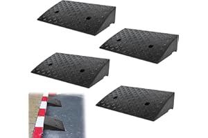 YRHome Lot de 4 Rampes de Trottoir en Caoutchouc - 10,5 cm de Haut - Portable - D'Accès et de Seuil de Porte Pour Déambulateur, Fauteuil Roulant, Moto, Voiture