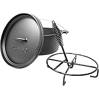 ToCis Big BBQ Classic Dutch Oven 4.5 Gusseisen eingebrannt 10er Kochtopf mit Deckelheber Deckelständer ohne Füße