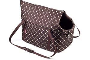 BOUTIQUE ZOO Torba dla psa - brązowa; Wzór: łapy; rozm. L, do 15 kg - torba do przenoszenia małych i średnich psów, szczeniaków, kotów