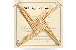 Bucherry St. Brigid's Wall Cross and Card All Natural Irish Gift Saint Brigid's Cross with History Card for Irish Blessing Gift Traditional Decor for Celtic Imbolc(Straw Color,12 in)