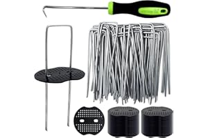 Green Thumbz Piquets De Jardin avec rondelle Tampon - (Paquet De 50) 6 inch Galvanisé Sardines pour Bâche, Contrôle des Mauvaises Herbes, Gazon Artificiel, Filet - Sardines Camping pour Tente