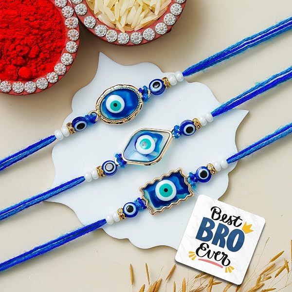 I Jewels Unisex-Adult Rakshabandhan Hamsa Shape Enamel Evil Eye Bhaiya...