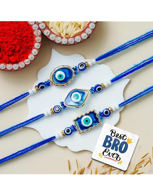 I Jewels Unisex-Adult Rakshabandhan Hamsa Shape Enamel Evil Eye Bhaiya...