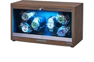 ANWBROAD Remontoir de Montre 6 Montres Spinner avec LED et Moteur Mabuchi Super Silencieux Rotateur de Montre 4 Modes de Rotation Boîte de Remontoir de Montres Cadeau Shaker de Montre UJWW003M