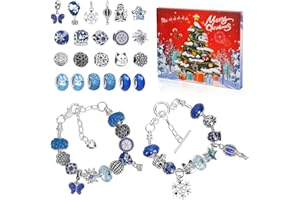 CORPOWER Calendario Adviento Kinder 2025, Calendario de Adviento Niños, 2 Pulseras y 22 Colgantes, DIY Pulsera Regalo Niña 6 7 8 9 10 11 12 Años, Azul