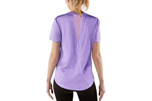 Gyabnw Maglietta Sportiva Donna Camicia Palestra Donna Manica Corta Scollo a V Elastico Indietro in Rete Traspirante Top Fitness Yoga Corsa Danza