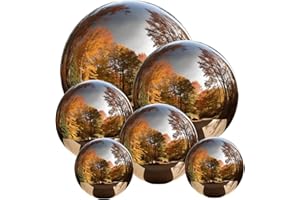 V2CROFT Lot de 6 boules d'observation en acier inoxydable poli de 5.1 à 15.2 cm,Sphère de jardin creuse flottante pour étang,Boule réfléchissante pour décoration de table de jardin/cour ou terrasse (argent)
