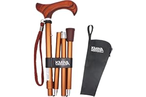 ‎KMINA KMINA Faltstock, 5-Stufig Höhenverstellbarer, Elegant für Damen und Herren, Aluminium, Gehstock Leichter Tragbarer, Reisestock mit Handschlaufe und Komfortabler T-Griff