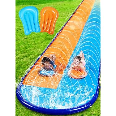 Sonnewelt Toboggan Aquatique 550x145 Cm Avec 2 Bodyboards - Double Glissade Géante Pour Jardin