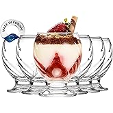 Crystalia Modern Footed Glass Ice Cream Bowls, Set of 6, 280ml, 100% Lead-Free Patterned Glass Dessert Bowls, Ice Cream Dishe