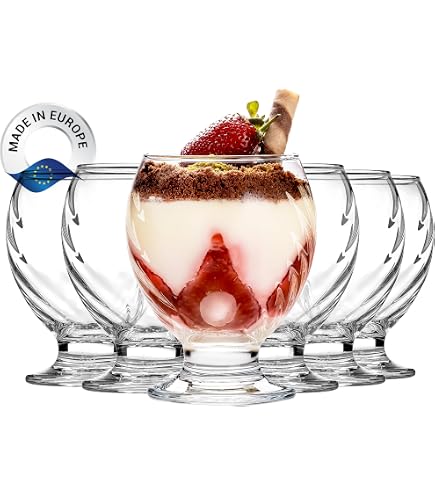 Premier Housewares Fleur Sundae Geschirr | 2er Set, Blaues Glas | 250 Ml Fassungsvermögen, Dekoratives Blumen-Design