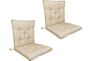 IL GRUPPONE PASSIONE CASA Set Cuscini Sedia Con Schienale Imbottiti Con Laccetti Banda Elastica Per Fissaggio Prodotto Italiano Sedie Poltrone Sdraio Reclinabili Cucina Giardino 40 x 80 Cm - Tortora - 2 Pezzi