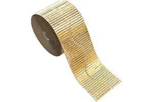 Bright Ideas Corrugated Border for School Displays Rollo de Borde Corrugado para exhibiciones Escolares, Papel, Dorado, 57mm x 7.5m