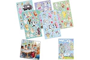 SRV HUB Bluey Sticker Set 5 Sheets 95 Waterproof Reusable Stickers for Kids Crafts Scrapbooking Laptop School Supplies Party Favours Birthday Christmas Gifts Bluey Bingo Bandit Chilli Characters