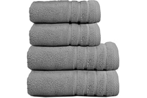 Sedalinne - Juego de Toallas de Baño Completo 500 Gr Liso - Toallas Baño Grandes y Pequeñas Rizo 100% Algodón - Pack (2 Lavabo + 2 Ducha) - Alta Absorción - Toalla Algodon - Gris Claro