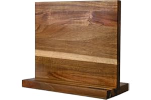 YOUSUNLONG Soporte de bloque de cuchillo magnético - Soporte y soporte de bloque de madera de acacia magnética de doble cara - Sostiene cuchillos de 10 pulgadas