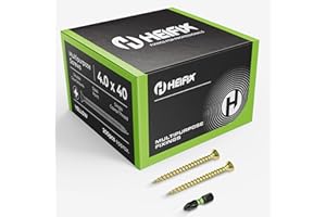 Heifix Multi-Purpose Wood Screws Pozi Double Countersunk - FREE Screw Bit Included (QTY 200, 4mm x 40mm)