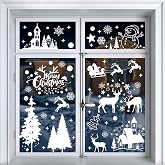 Moxled Fensterbilder Weihnachten Selbstklebend, 148 Weiß Fensterdeko Weihnachten, Wiederverwendbar Statisch Haftende PVC Aufk