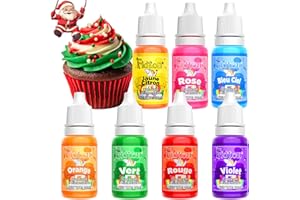 FIDTON Colorant Alimentaire Gel - 7 Couleurs Colorants Alimentaires Hautement Concentré, Colorant Alimentaire pour Macarons, Gâteaux, Colorant Alimentaire Rouge pour Gâteau Velours Rouge - 10 ml