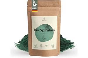 BIONUTRA® Spiruline Bio Poudre 250 g, contrôlée pour les résidus, analysée en laboratoire, produite selon le règlement bio UE, vegan, sans lactose & sans gluten, sans additifs, spiruline bio pure