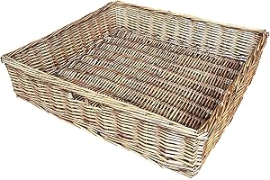 Arthur Cameron Rectangular Wicker Storage Footstool Tray/Under bed Basket (Antique Wash, Small)