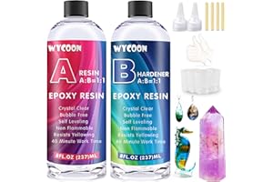 WYCOON Epoxidharz mit Härter 474ml/16oz, Epoxidharz Set Anfänger,Kristallklares Gießharz für DIY-Basteln, Schmuckherstellung, Gießen von Formen, Holz, Tischplatte