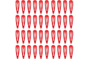 PIDOUDOU 40 Pack Red Color 2 Inch Metal Snap Hair Clips Kids Barrettes Girls' Hair Accessories (Red)