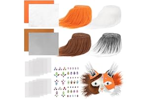 Dreamtop Therian Masken-Bastelset – Kunstfellgewebe und selbstklebende Filzfolie mit Pelzaugenmaschen und Edelstein-Aufklebern zum Bemalen von Katzen-Fuchs-Ausrüstung für Halloween, Maskerade-Party