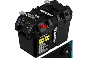 KESSER® Boîtier de batterie pour moteur de bateau, moteur électrique, bateau pneumatique, caravane, boîtier de batterie USB et connecteur 12 V, allume-cigare, affichage LED