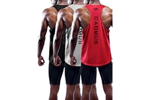 Cadmus Men's 3 Pack Running Muscle Tank Top Dry-Fit Gym Sleeveless Y-Back Shirts Training Fitness Vest