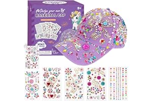 kelav Geschenke für Mädchen DIY Baseballkappe, Weihnachten Basteln Baseballkappe Spielzeug Hut Selbst Gestalten Edelstein Aufklebern, Baseball Cap Sonnenhut Geschenke Mädchen 4 5 6 7 8 9 10 11 Jahre