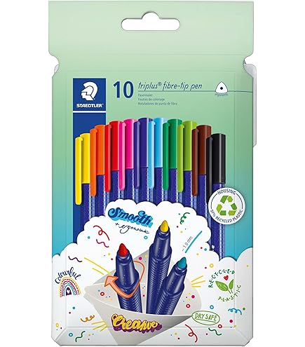 STAEDTLER triplus 334 C42 Fineliner, driehoekig, set met 42 briljante kleuren, promotie 32 10 gratis, hoge kwaliteit Made in Germany, superfijne, metalen punt, lijnbreedte ca. 0,3 mm