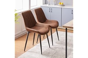 CLIPOP Dining Chairs Set of 2 Faux Leather, Kitchen Counter Chairs with Backs and Metal Legs, Padded Seat Reception Chair for Dining Room Waiting Room