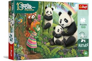 Trefl - The Treflik Family, Inspired By Nature, Pandor – 100 bitar – Färgglatt pussel med sagofigurer, kreativ underhållning