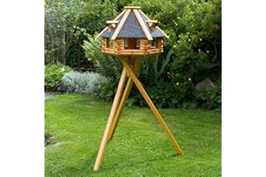 Deko-Shop-Hannusch Nr13s Mangeoire à oiseaux de luxe sur pieds avec toit en crépi Taille XXL 70 x 45 cm