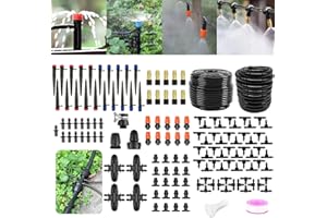 IRmm Drip Irrigation System, 100FT/30M+16FT/5M Drip Irrigation Hose, DIY Saving Water Automatic Drip Irrigation Kit with 1/4 inch 1/2 inch Blank Distribution Tubing for Garden, Greenhouse, Lawn, Patio