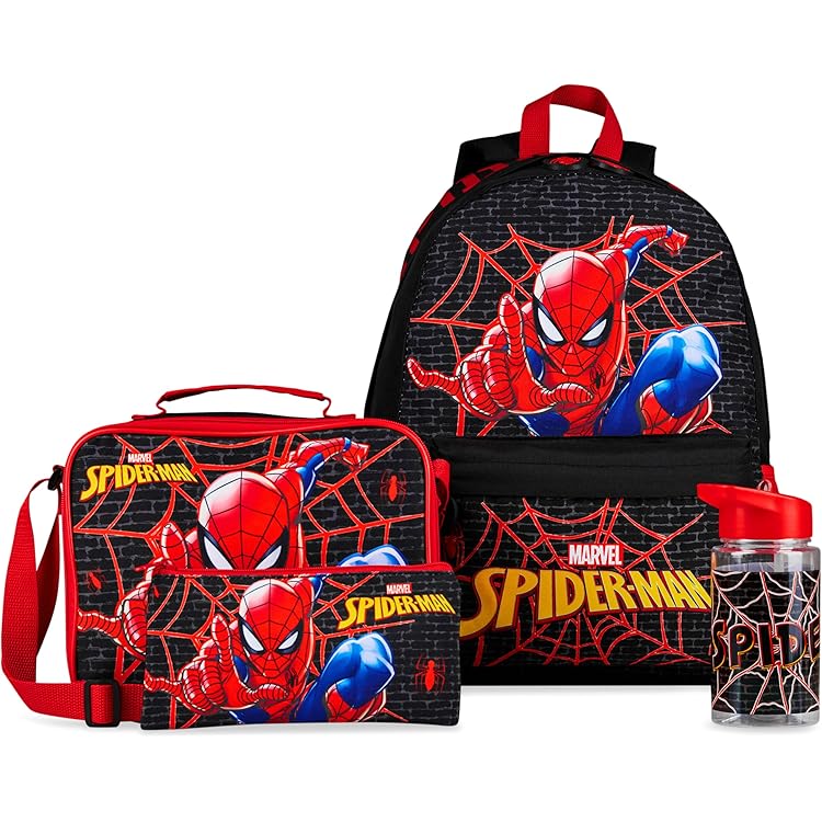 Sac à Dos Spiderman Marvel - Brille Dans Le Noir - Pour Garçons, école, Voyage - Avec Poches Latérales