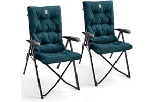 EVER ADVANCED Sedia da campeggio pieghevole con schienale regolabile in 4 posizioni fino a 150 kg, spessore 6 cm, imbottita con tasca laterale, porta bevande, sedia da giardino, schienale alto, sedia