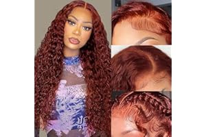 QAVA Reddish Brown 13x4 HD Lace Front Wigs Human Hair, 22 Inch Brazilian Virgin Human Hair Wigs for Black Women, 180 Density Water Wave Lace front Wig Human Hair Wig Pre Plucked with Baby Hair